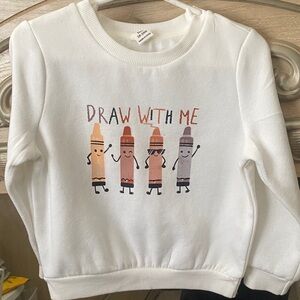 White Sweatshirt with Crayon Print